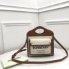 Burberry Two-tone Canvas and Leather Mini Pocket Crossbody Bags Natural/Malt Brown
