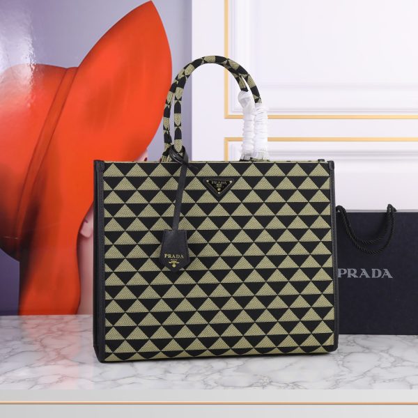 Prada Large Prada Symbole embroidered fabric handbag 39x31x11cm