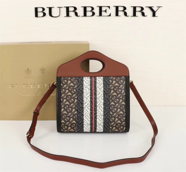 BURBERRY Tri-tone Cotton Canvas and Leather Horseferry Pocket Top-Handle Bag Colour - Image 2