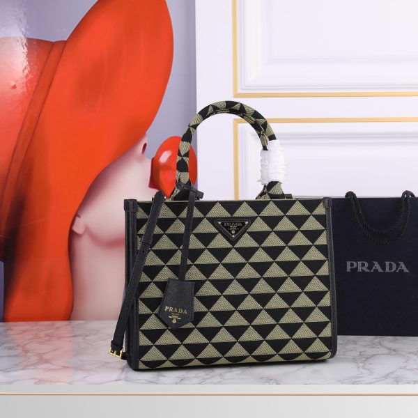 Prada  Small Prada Symbole embroidered fabric handbag 22*28*9cm