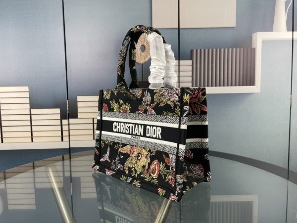 SMALL DIOR BOOK TOTE Black Multicolor Dior Jardin Botanique Embroidery (26.5 x 21 x 14 cm) - Image 2