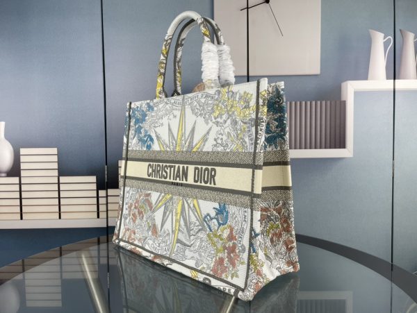 DIOR BOOK TOTE White Multicolor Rêve d'Infini Embroidery Women Handbags - Image 3