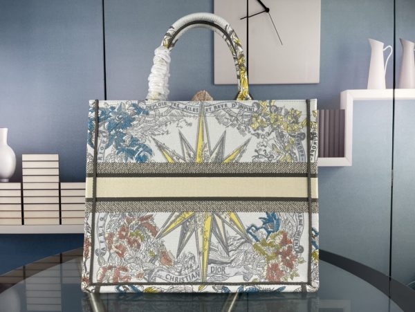 DIOR BOOK TOTE White Multicolor Rêve d'Infini Embroidery Women Handbags - Image 4